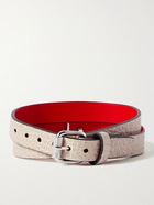 CHRISTIAN LOUBOUTIN - Silver-Tone and Textured-Leather Wrap Bracelet