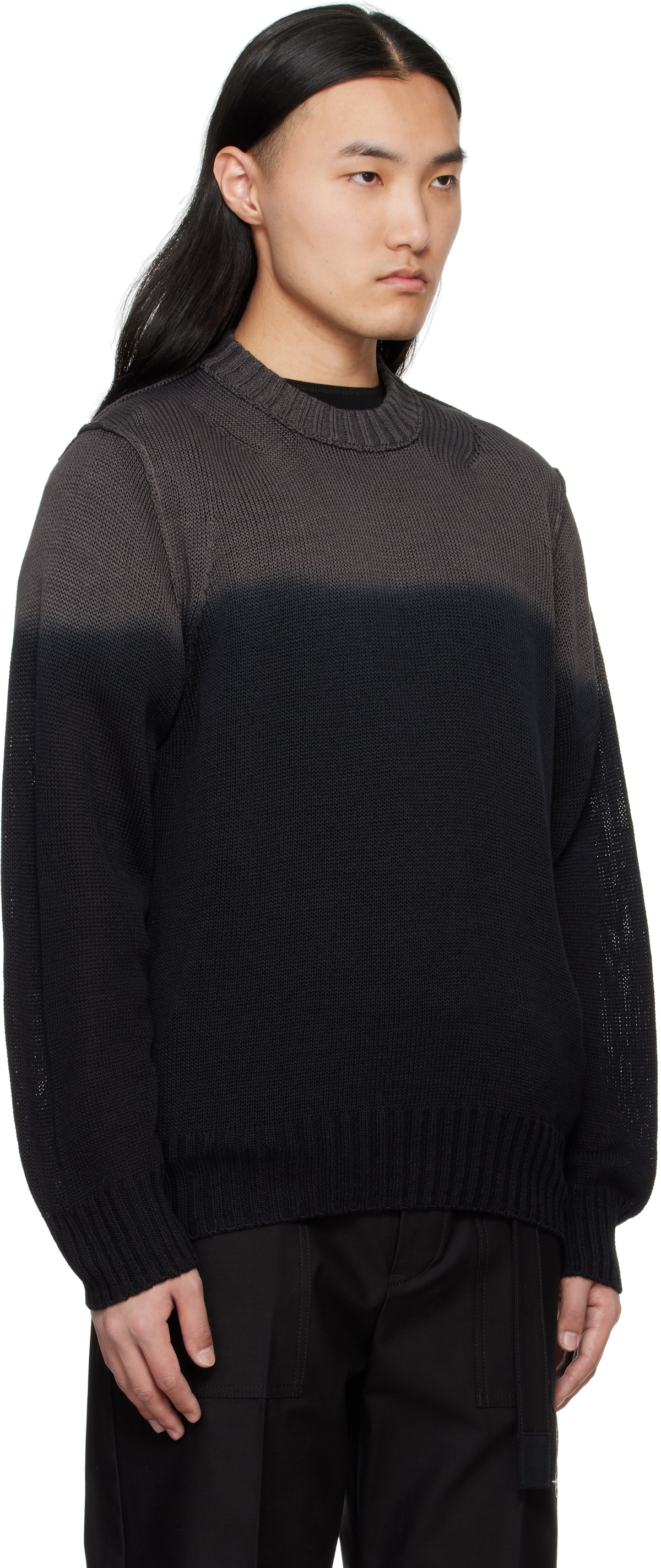 sacai Black & Gray Garment Dye Knit Sweater Sacai