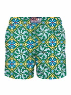 MC2 Saint Barth Man Light Fabric Swim Shorts With Majolica Print