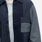 FDMTL Men's Boro Patchwork Shirt in Rinse Indigo