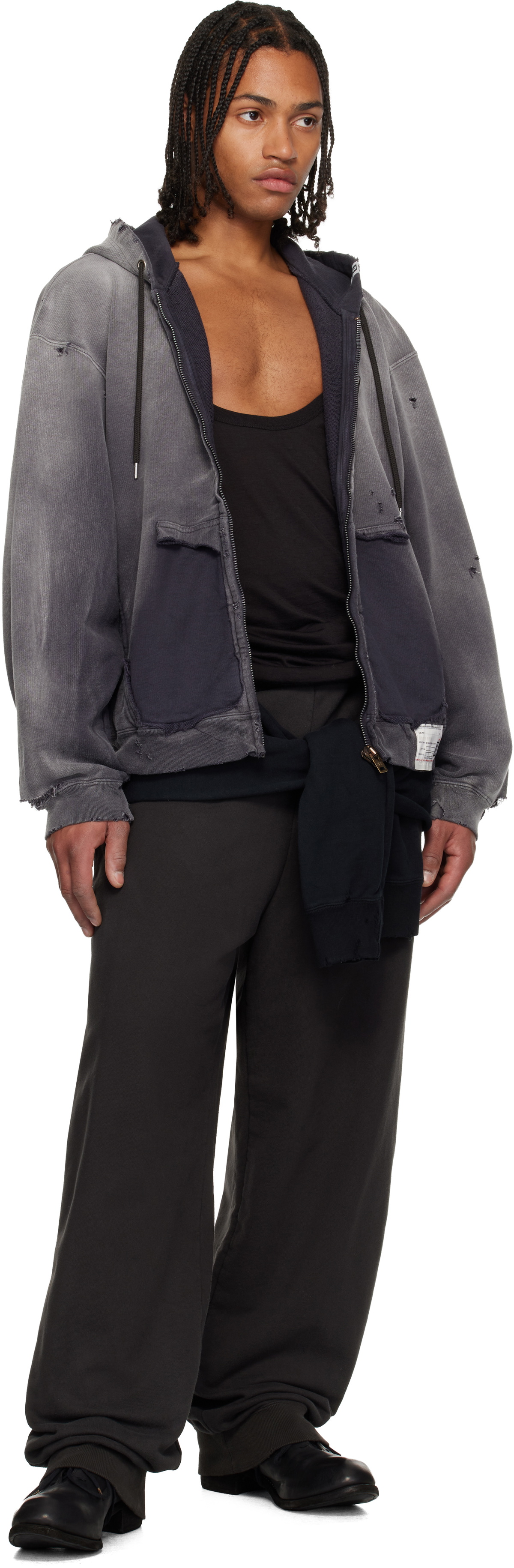 Maison MIHARA YASUHIRO Black Sweatshirt Combined Sweatpants