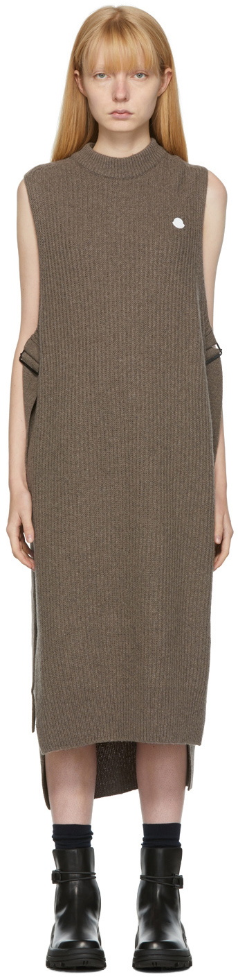 累積売上総額第１位！【MONCLER GENIUS 4 HYKE】CASHMERE DRESS Moncler Genius 4 Moncler Hyke Taupe Cashmere Knit Dress