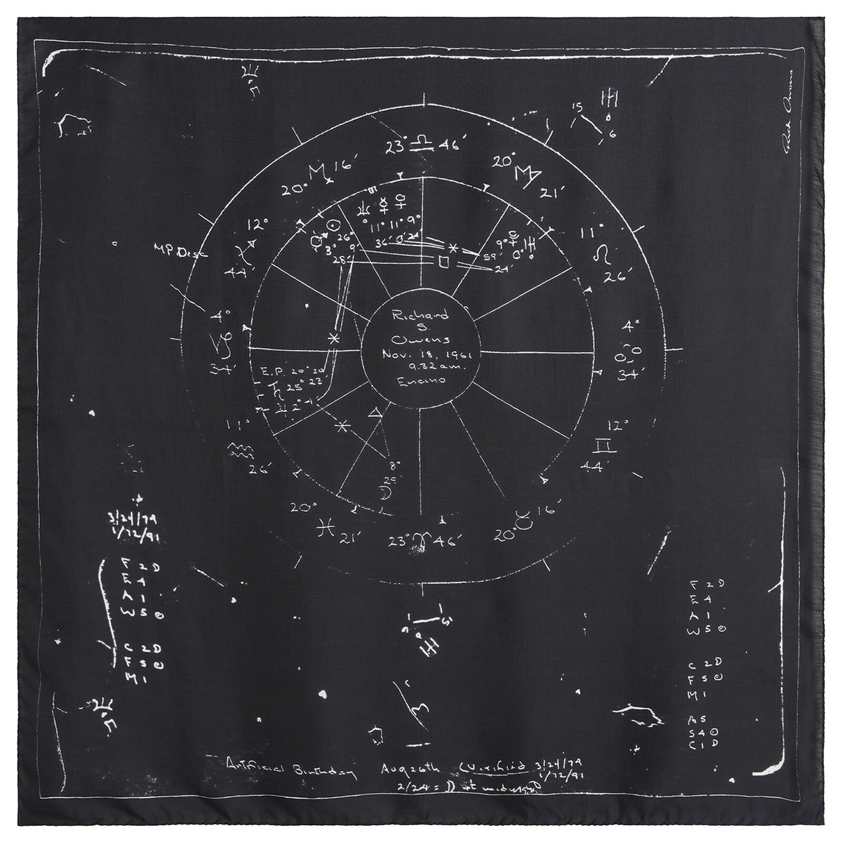 Rick Owens Women's Printed Astro Scarf in Black/Milk 