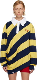 Charles Jeffrey LOVERBOY Yellow & Navy Topsy Turvy Polo