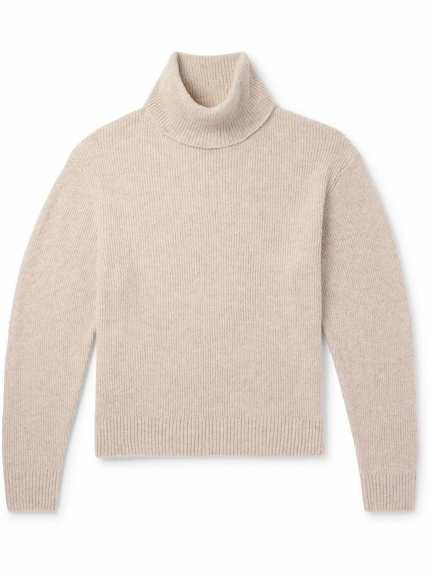 Photo: TOM FORD - Ribbed Brushed Cashmere and Silk-Blend Rollneck Sweater - Neutrals