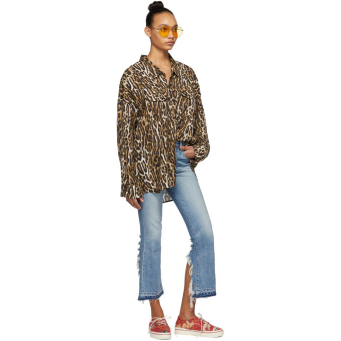 R13 Black and Brown Leopard Oversized Cowboy Shirt R13