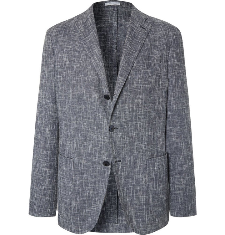 Photo: Boglioli - Navy Unstructured Mélange Virgin Wool, Cotton and Nylon-Blend Blazer - Navy