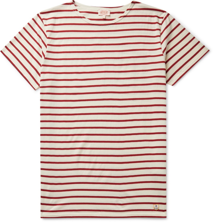 Photo: Armor Lux - Striped Cotton-Jersey T-Shirt - Red