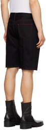 Steven Passaro Black Contrast Stitched Denim Shorts