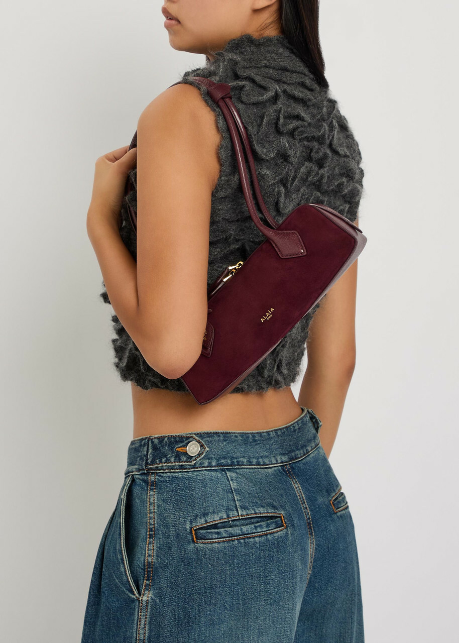 Alaïa Le Teckle Small Leather and Suede Shoulder bag - Burgundy - One Size
