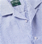 Gitman Vintage - Camp-Collar Striped Cotton-Seersucker Shirt - Blue