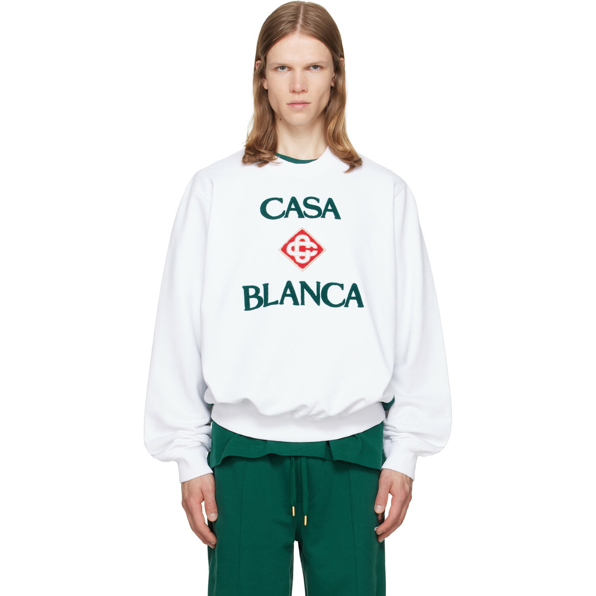 Casablanca White Diamond Logo Embroidered Sweatshirt