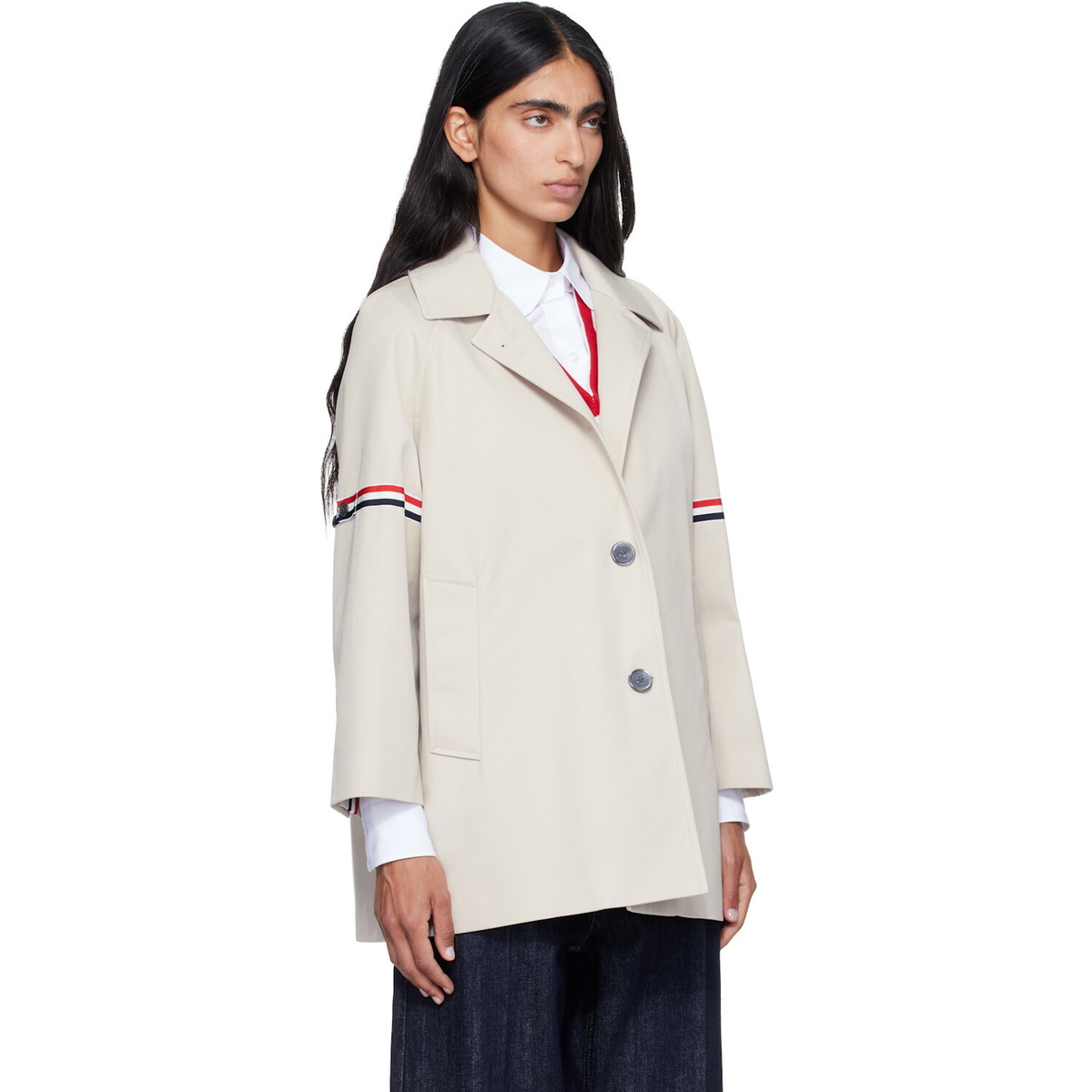 Thom Browne Khaki Armband Cropped Car Coat