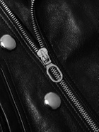CELINE - Slim-Fit Studded Belted Leather Biker Jacket - Black