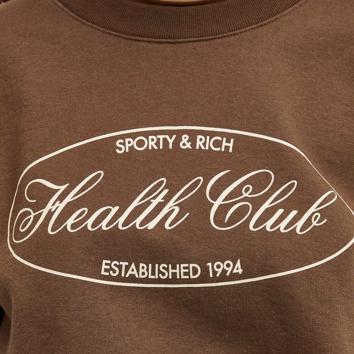 Sporty & Rich Women's Oval Health Crewneck in Chocolate Cream