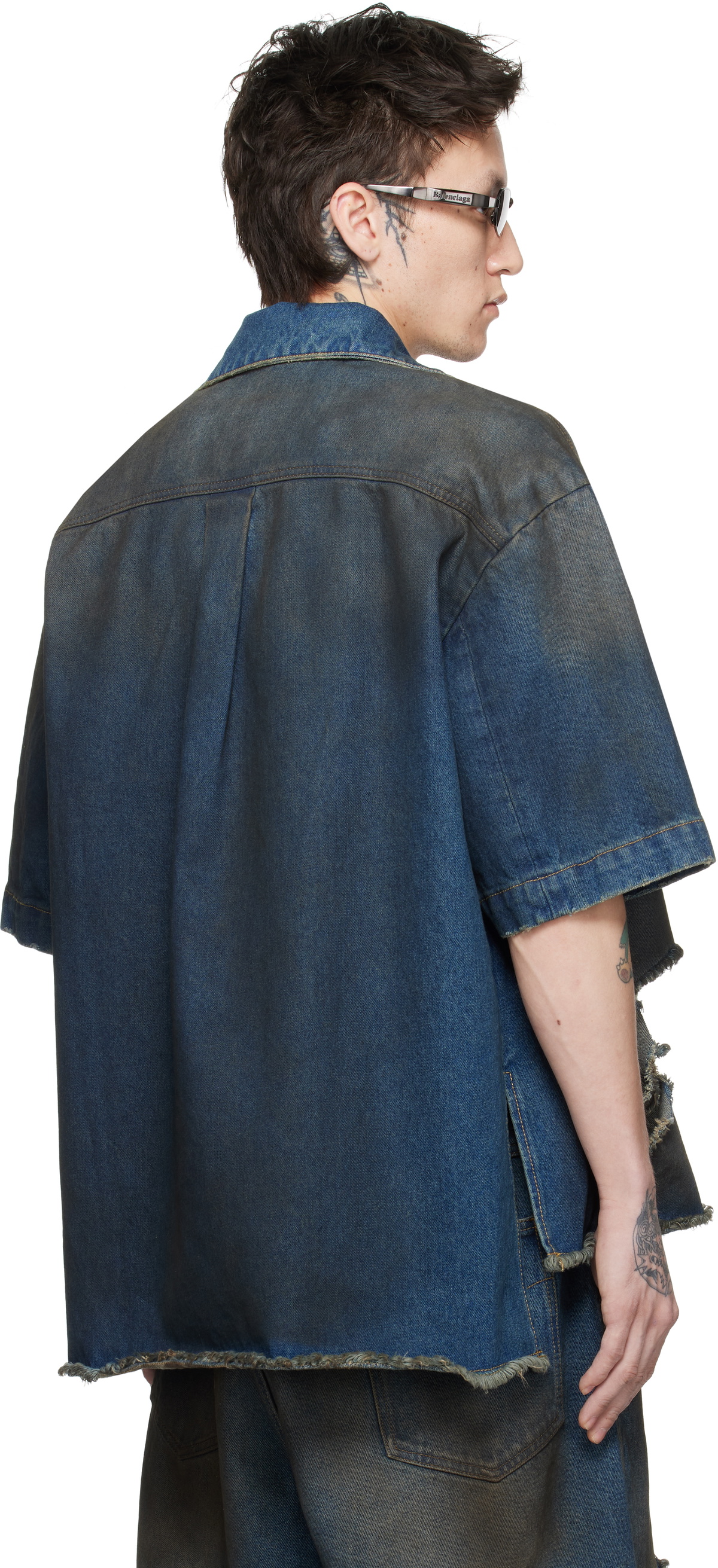 LU'U DAN Blue Boxy Denim Shirt