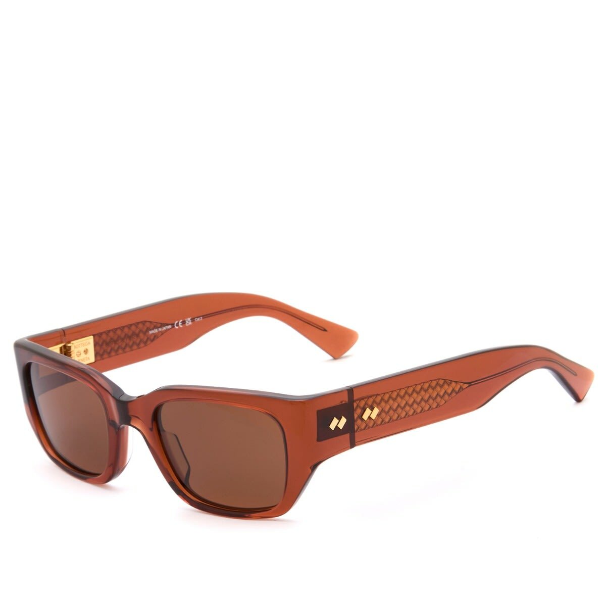Bottega Veneta Eyewear Bottega Veneta BV1400S Intrecciato Wirecore Sunglasses in Brown 