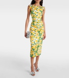 Carolina Herrera Floral ruched poplin midi dress