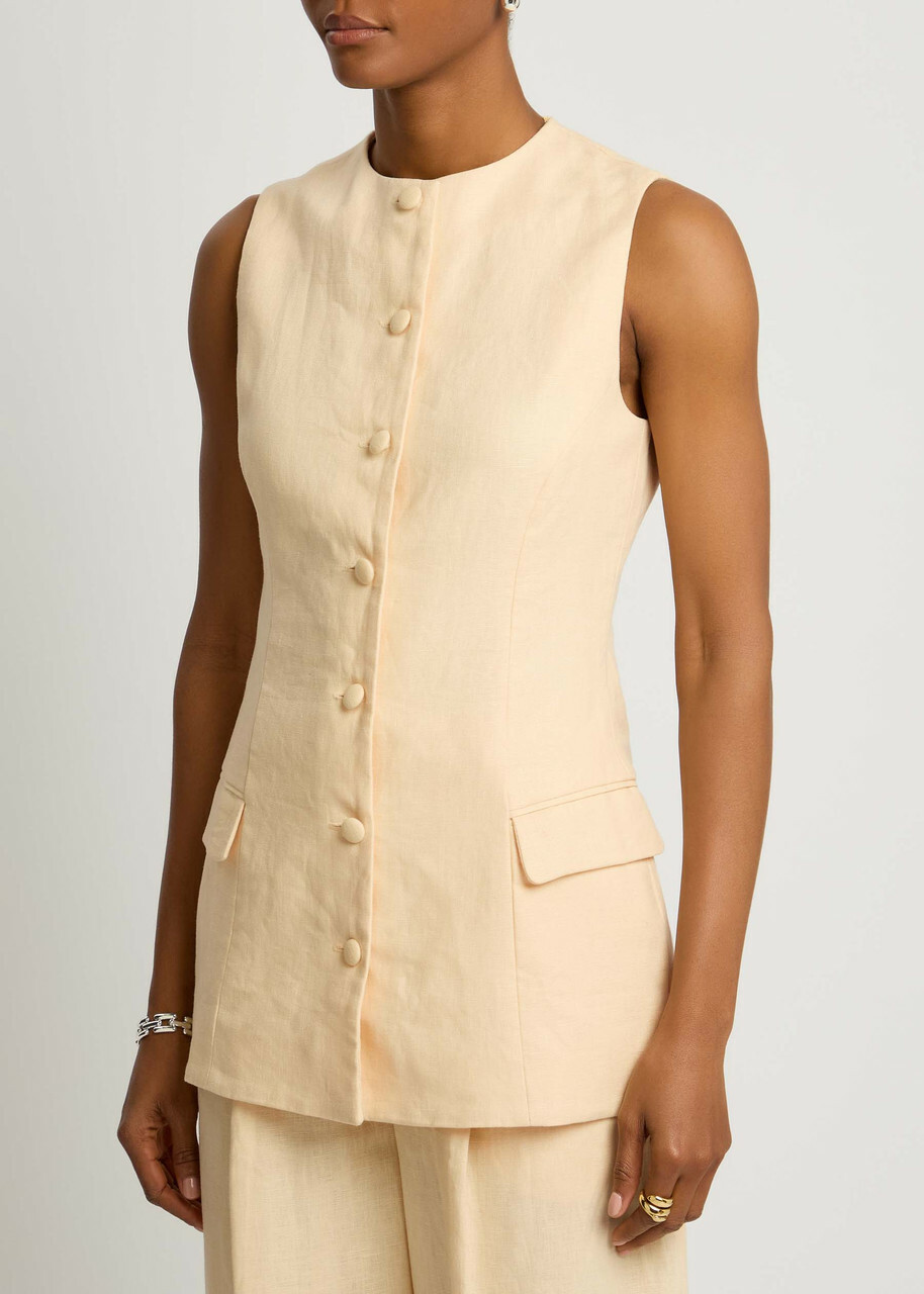 Faithfull The Brand Jane Linen Waistcoat Yellow