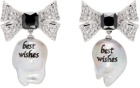 JIWINAIA Silver & White 'Best Wishes' Pearl Earrings
