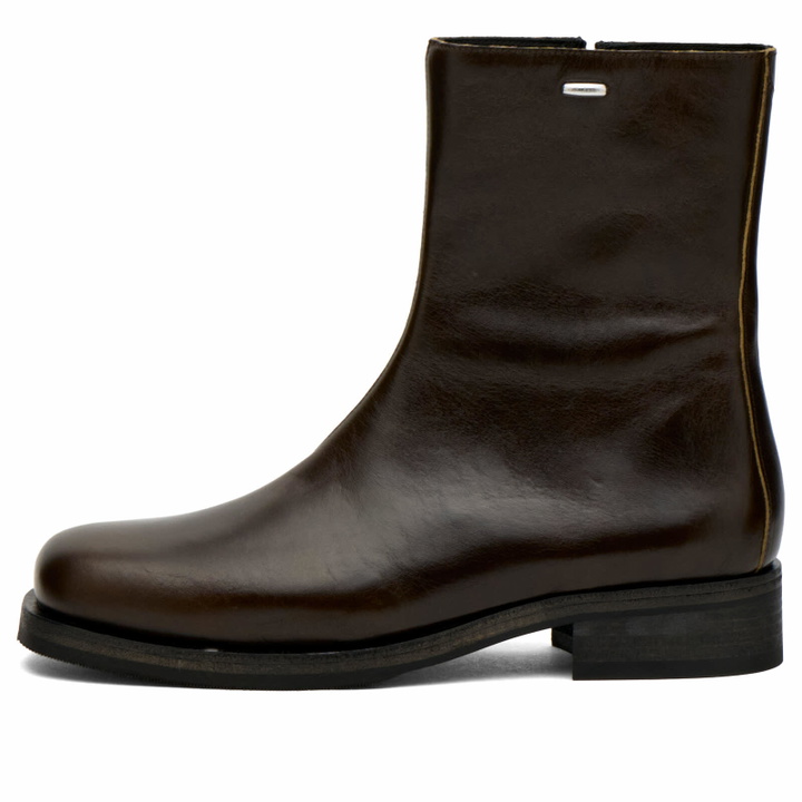 Photo: Our Legacy Men's Leather Camion Boot in Deep Olive