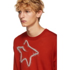 Acne Studios Red Merino Wool Star Crewneck Sweater