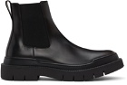 Salvatore Ferragamo Black Leather Beatle Chelsea Boots