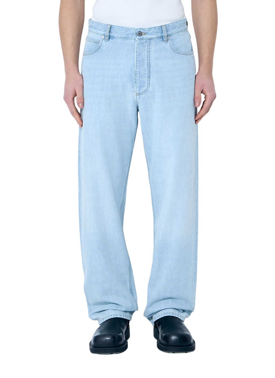 Bottega Veneta - Denim-print wide-leg leather pants Bottega Veneta