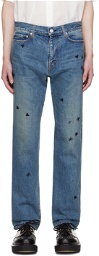 UNDERCOVER Blue Embroidered Jeans