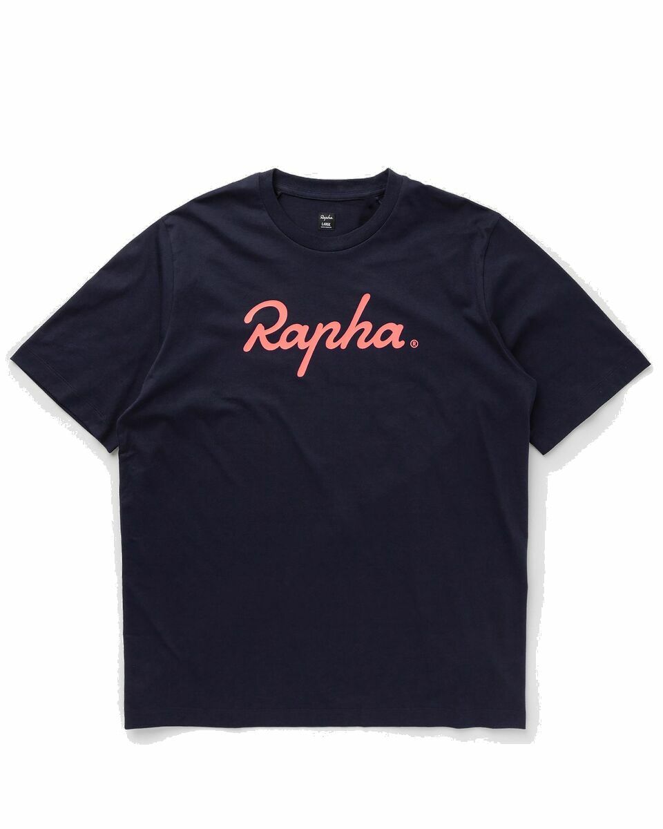 Photo: Rapha Men's Cotton T Shirt   Large Logo Blue - Mens - Shortsleeves