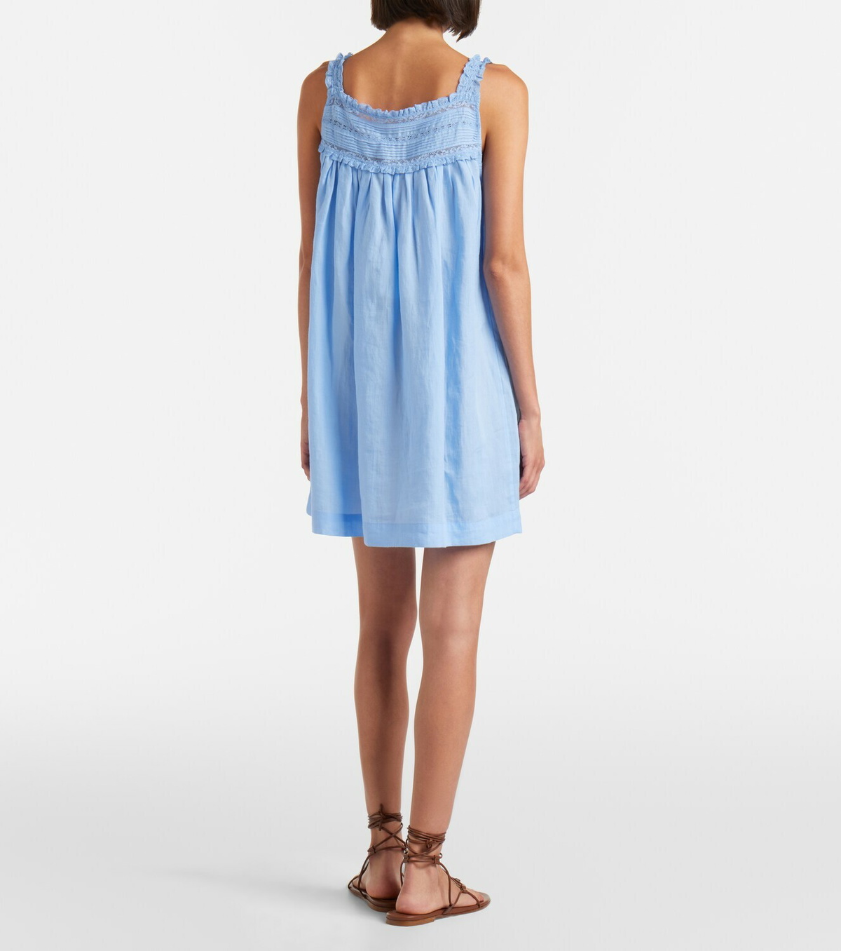 Dôen Bea lace-trimmed ramie minidress