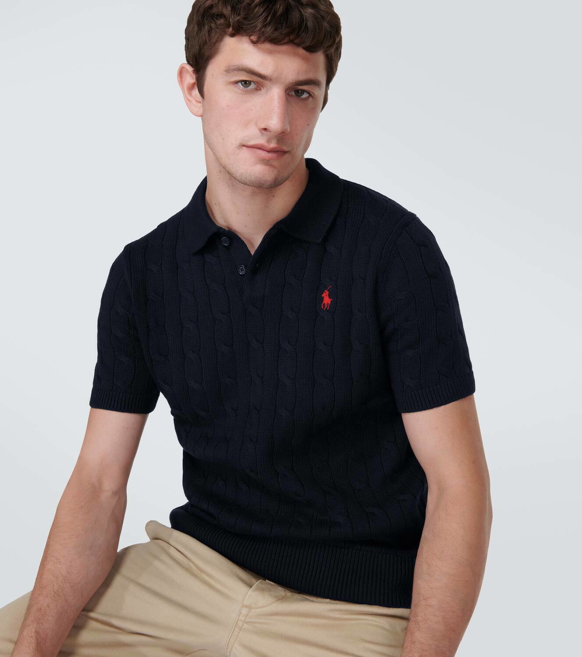 Polo Ralph Lauren Cable-knit cotton polo shirt Polo Ralph Lauren