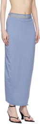 Pushbutton Blue Lace Layered Maxi Skirt