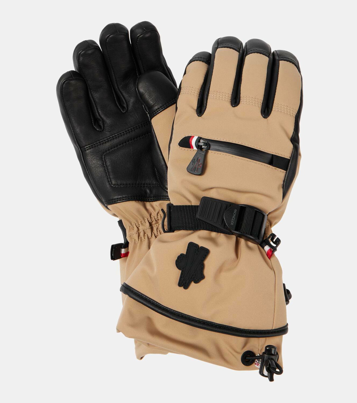 Moncler Leather-trimmed gloves