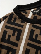 FENDI - Logo-Print Fleece-Back Cotton-Jersey Sweatshirt - Brown
