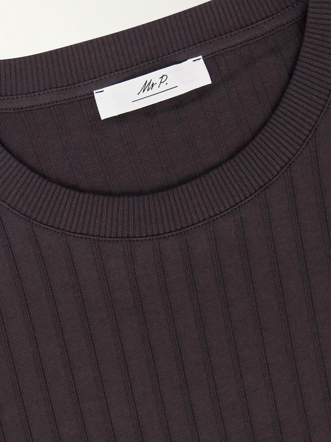 Mr P. - Ribbed Organic Cotton T-Shirt - Brown