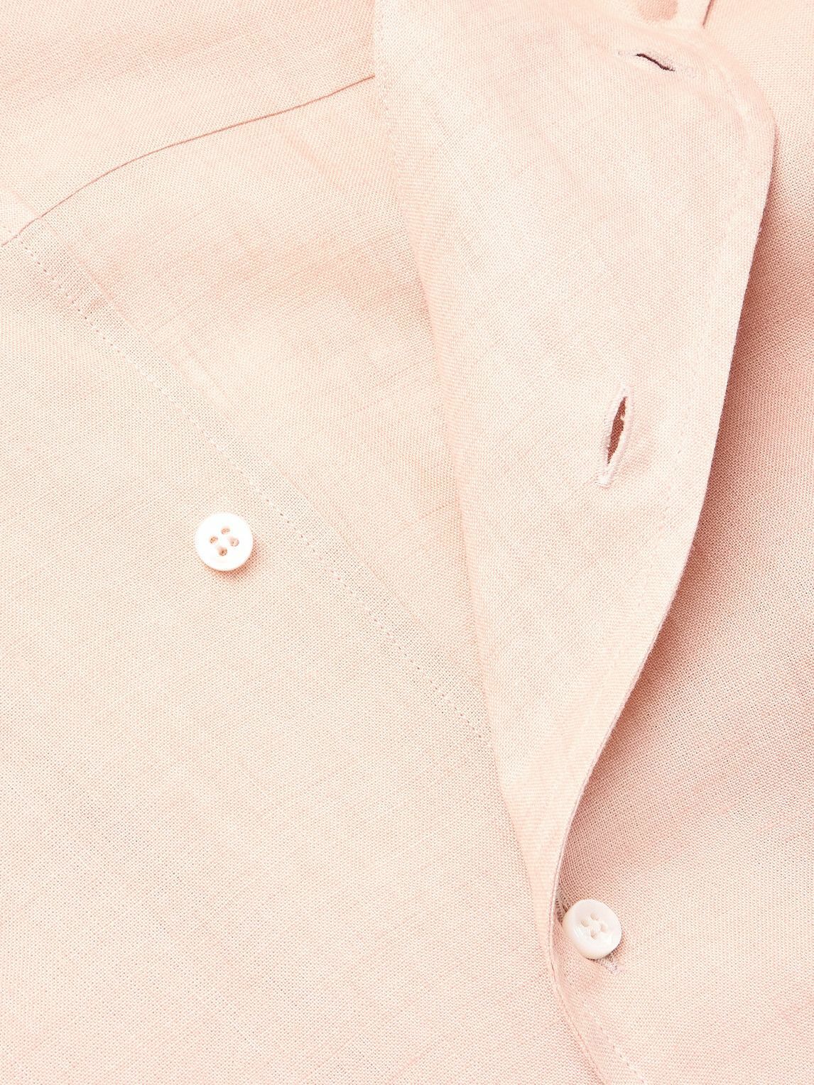 Loro Piana - Federico Camp-Collar Linen Shirt - Orange