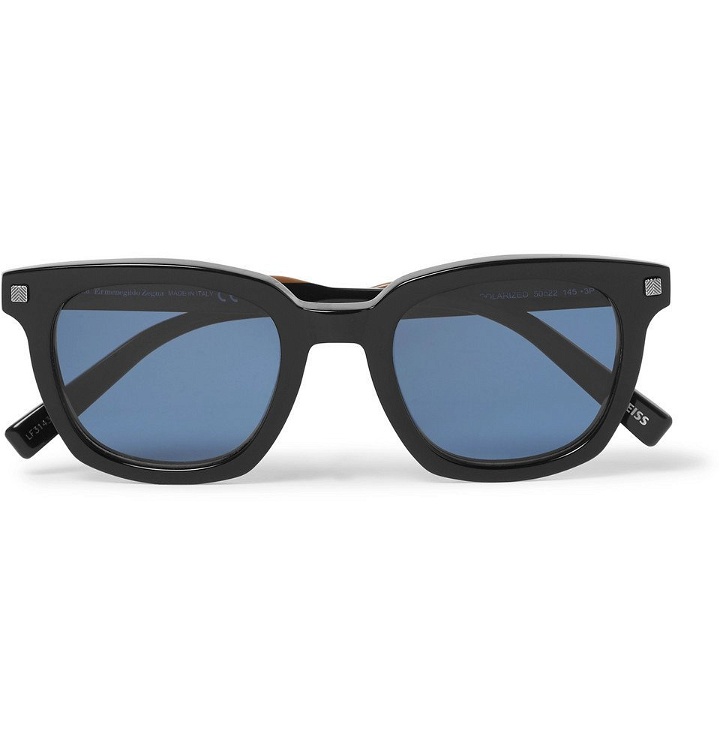 Photo: Ermenegildo Zegna - Square-Frame Acetate Polarised Sunglasses - Black