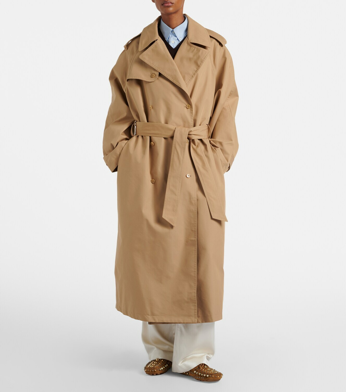 The Frankie Shop Riva oversized cotton trench coat