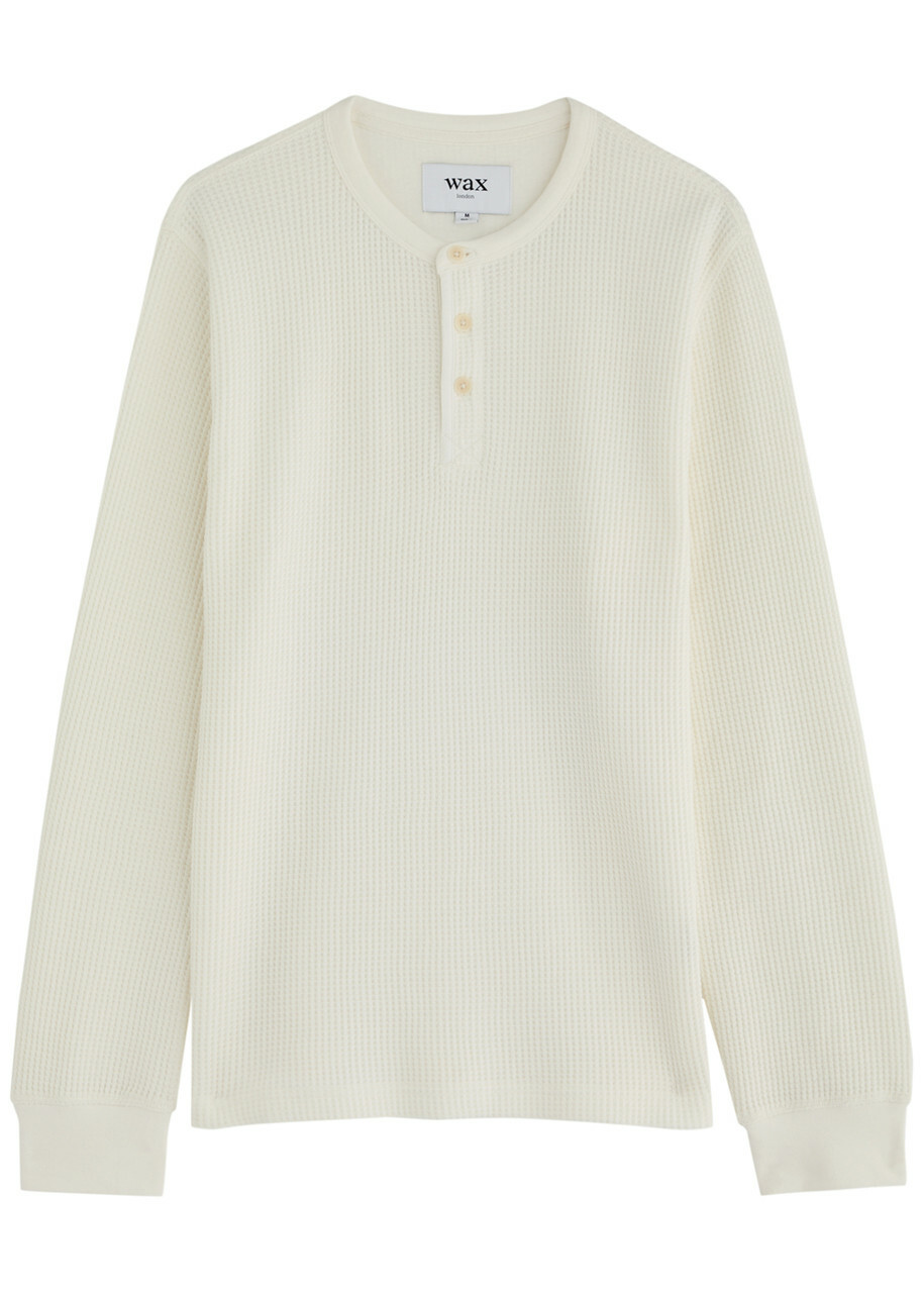 Wax London Halton Waffle Cotton Henley T-shirt Cream
