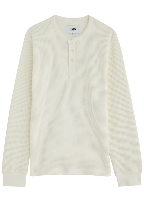 Photo: Wax London Halton Waffle Cotton Henley T-shirt Cream