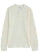 Wax London Halton Waffle Cotton Henley T-shirt Cream