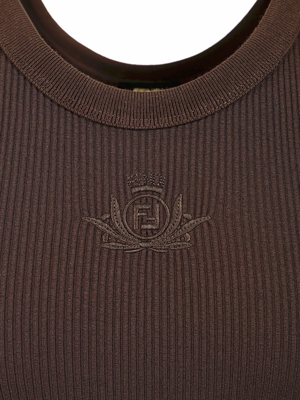 【送料&関税込】Fendi Look 30 Adv Top Ribbed Jersey Ff Club Fendi Look 30 Adv Top Ribbed Jersey Ff Club Crest Brown Fendi