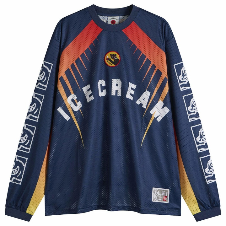 Photo: ICECREAM Men's Moto Racer Ls Mesh Shirt in Navy