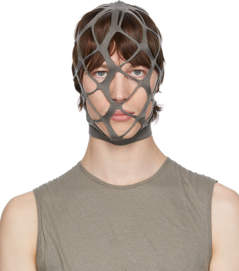 Rick Owens Taupe Net Balaclava Rick Owens