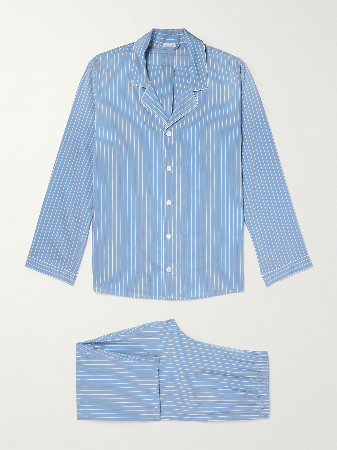 Zimmerli - Camp-Collar Striped Woven Pyjama Set - Blue
