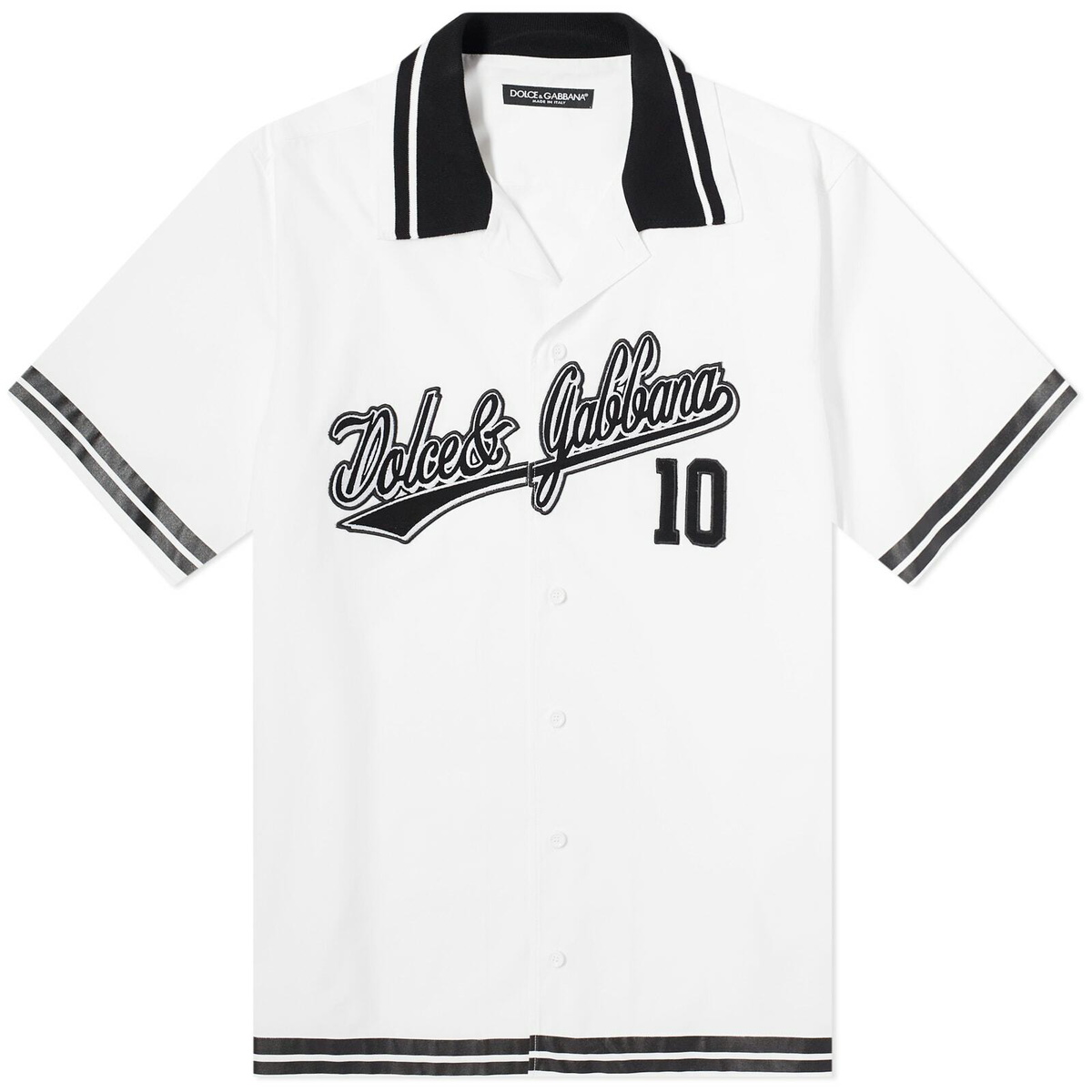 Dolce & Gabbana Men's Baseball Vacation Shirt in Black/White