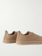 Zegna - Triple Stitch™ Leather-Trimmed Canvas Slip-On Sneakers - Brown
