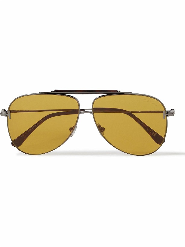 Photo: TOM FORD - Aviator-Style Silver-Tone and Tortoiseshell Acetate Sunglasses
