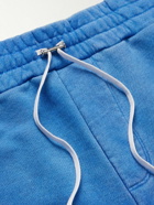 AMIRI - Tapered Leather-Appliquéd Supima Cotton-Jersey Sweatpants - Blue